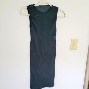 Free People Intimately Spruce Green Bodycon Ribbed Dress Sheer M-L NWOT